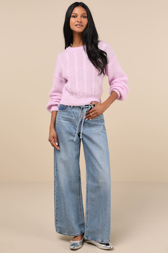 Unmatched Brilliance Lilac Cable Knit Sweater