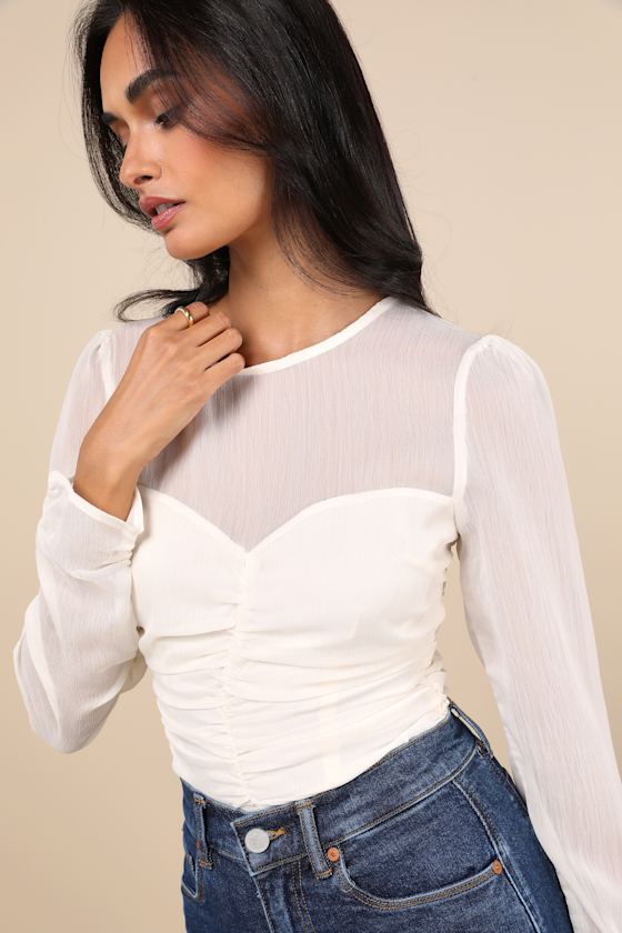 Majorly Composed Ivory Long Sleeve Top