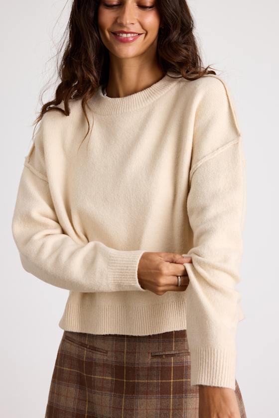 Lena Cream Crew Neck Pullover Sweater