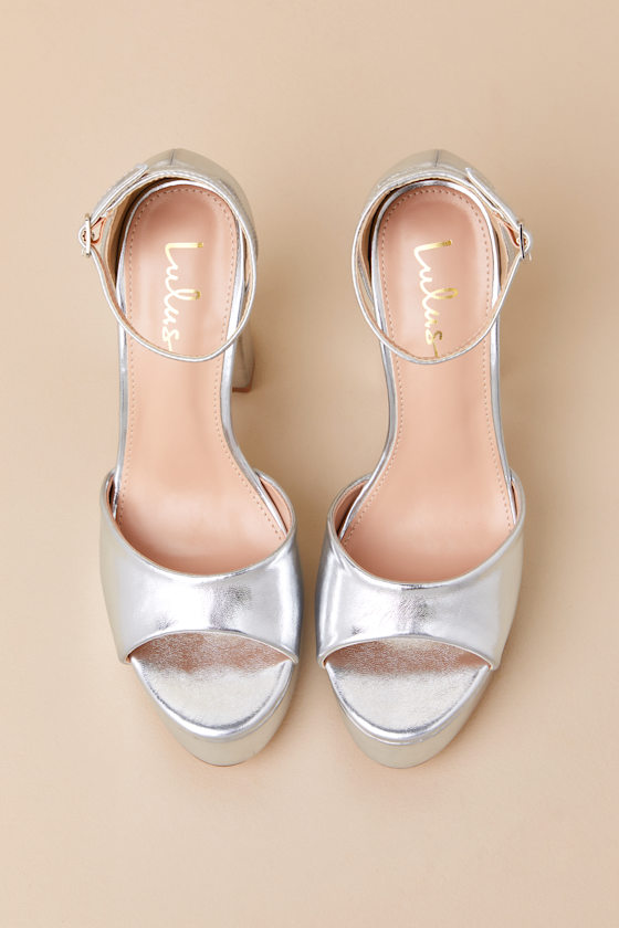 Orsola Silver Platform Ankle Strap Sandals