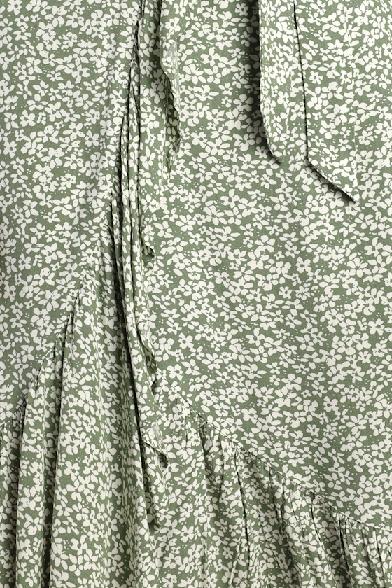 Summer Romance Sage Green Floral Print Two-Piece Midi Dress