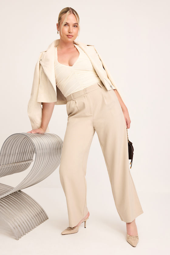 Cutest Edge Cream Vegan Leather Moto Jacket