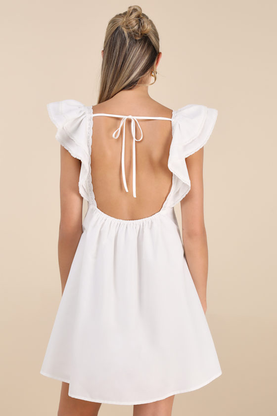 Marvelous Time White Ruffled Mini Dress