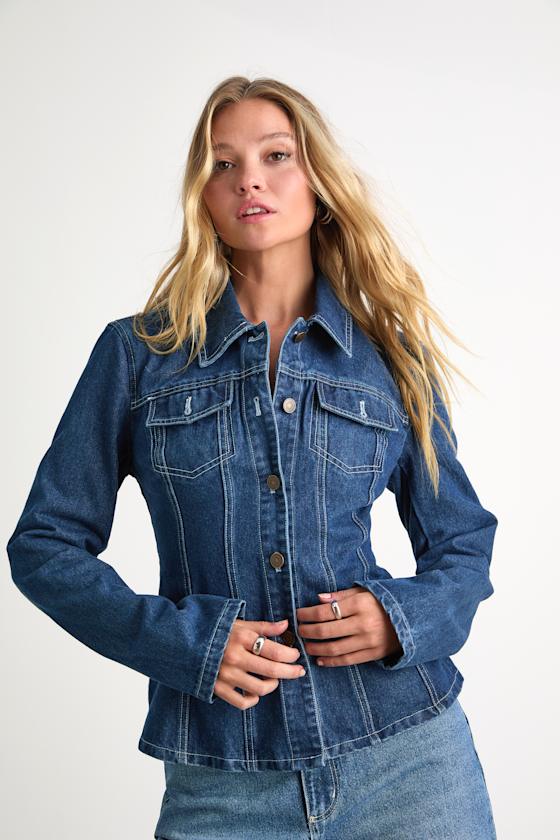 Danella Dark Wash Fitted Denim Jacket