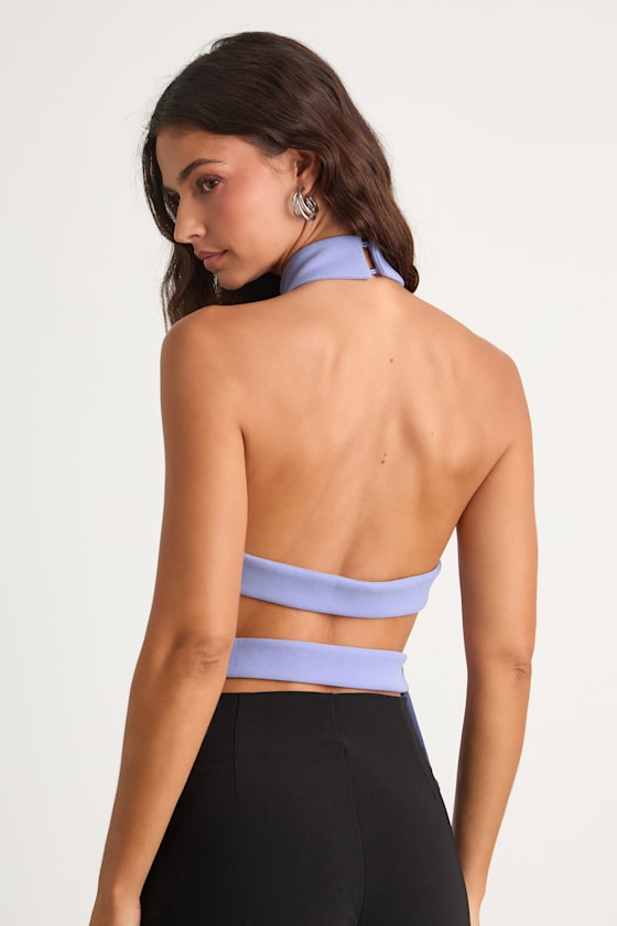 Ilenia Periwinkle Strappy Halter Top