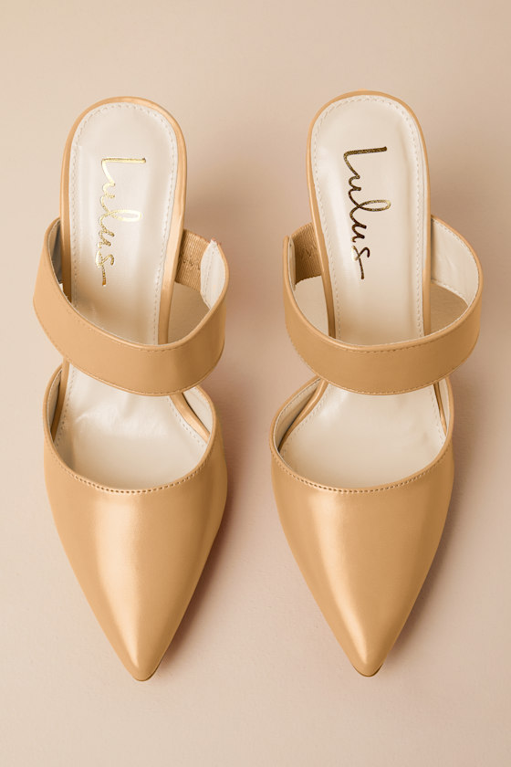 Faire Tan Pointed-Toe Mules