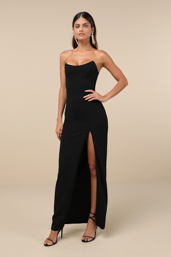 Sensational Beauty Black Strapless Maxi Dress