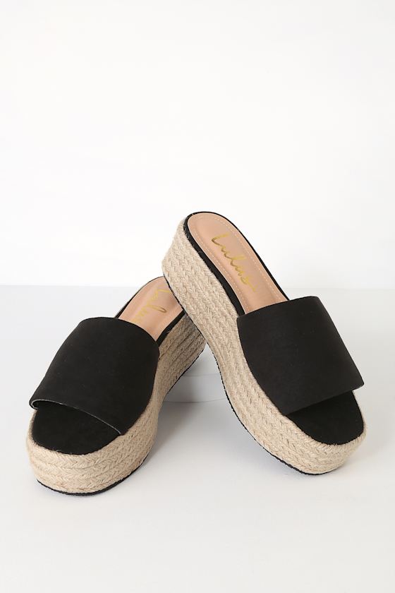 O'Ahu 2 Black Suede Espadrille Platforms