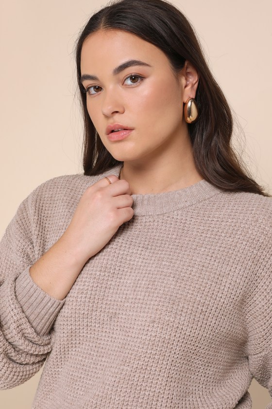 Autumn Sweetheart Beige Waffle Knit Two-Piece Sweater Dress