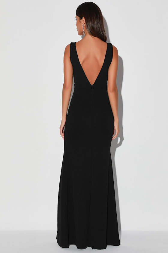 Stunned By You Black Rhinestone Mermaid Maxi Dress