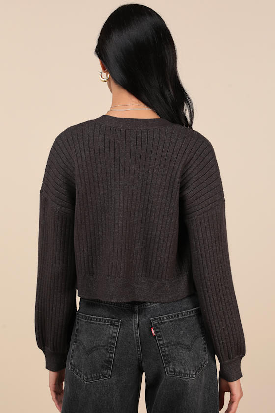 Cutest Duet Charcoal Knit Cami Top and Cardigan Sweater Set