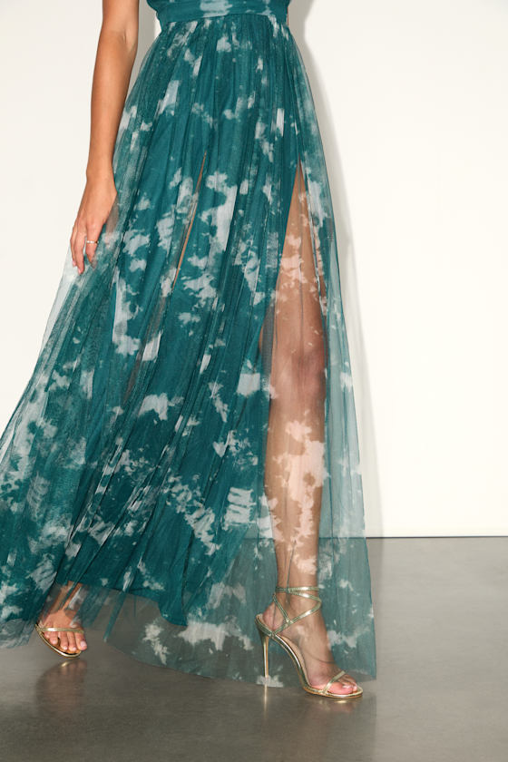 Elegant Moment Emerald Green Tie-Dye Backless Maxi Dress