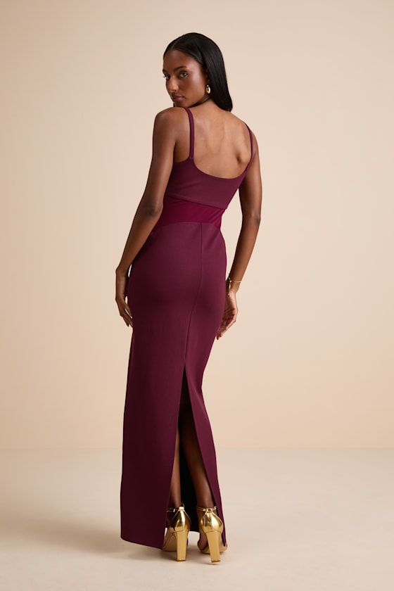Lasandra Plum Sleeveless Column Maxi Dress