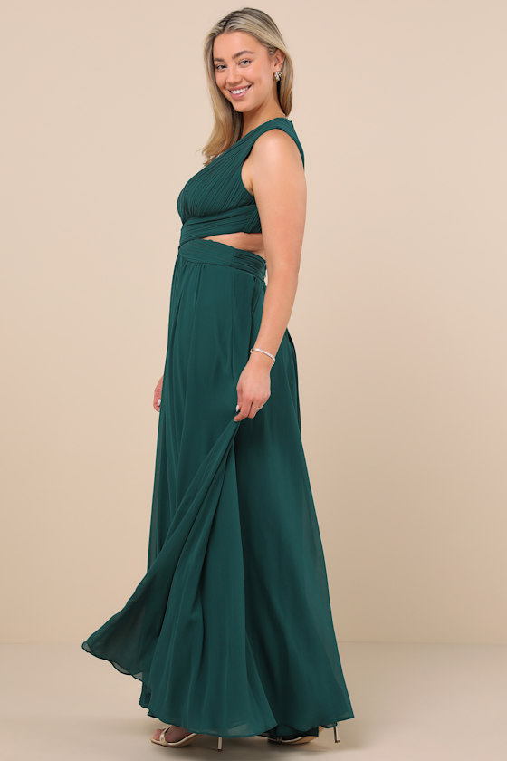 Vivid Imagination Emerald Green Cutout Maxi Dress