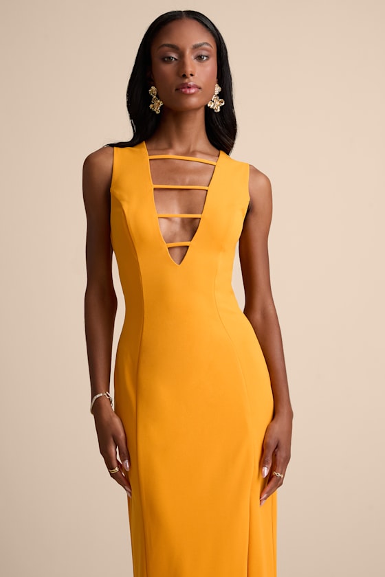 Sabrina Golden Yellow Cutout Sleeveless Maxi Dress