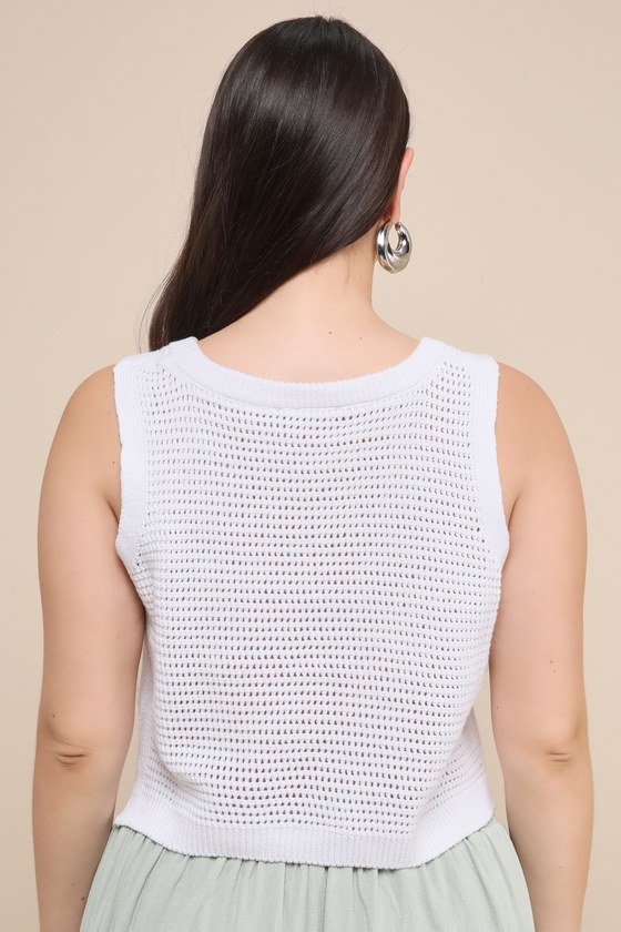 Get the Look White Loose Knit Sweater Tank Top