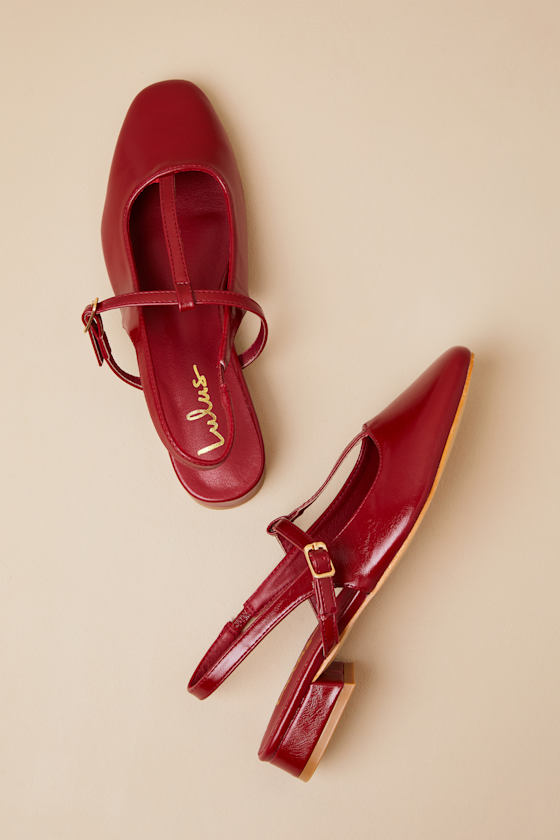 Shai Cherry Slingback Low Heel Mary Janes