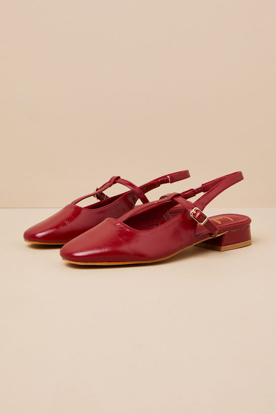 Shai Cherry Slingback Low Heel Mary Janes