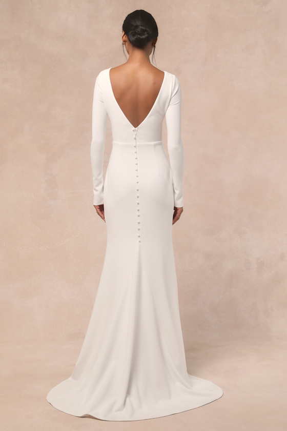 Feeling of Forever White Long Sleeve Mermaid Maxi Dress