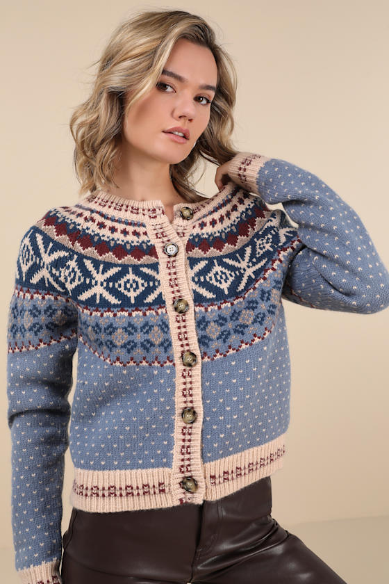 First Frost Blue Fair Isle Cardigan