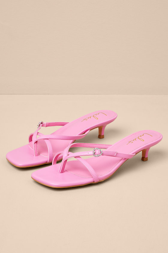 Noreen Bubblegum Pink Thong Kitten Heel Sandals