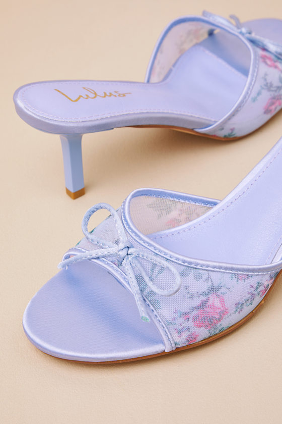 Pamina Periwinkle Satin Bow Slide High Heel Sandals