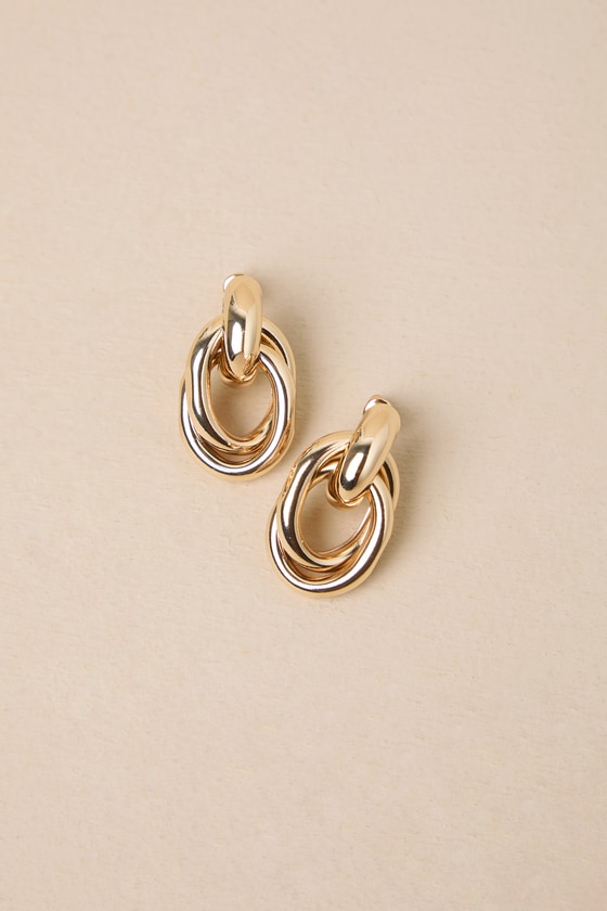 Luxe Desire Gold Interlocking Hoop Earrings