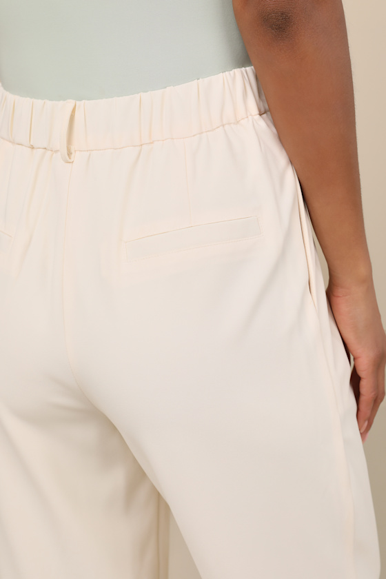 Sophisticated Company Ivory Straight Leg Trouser Pants