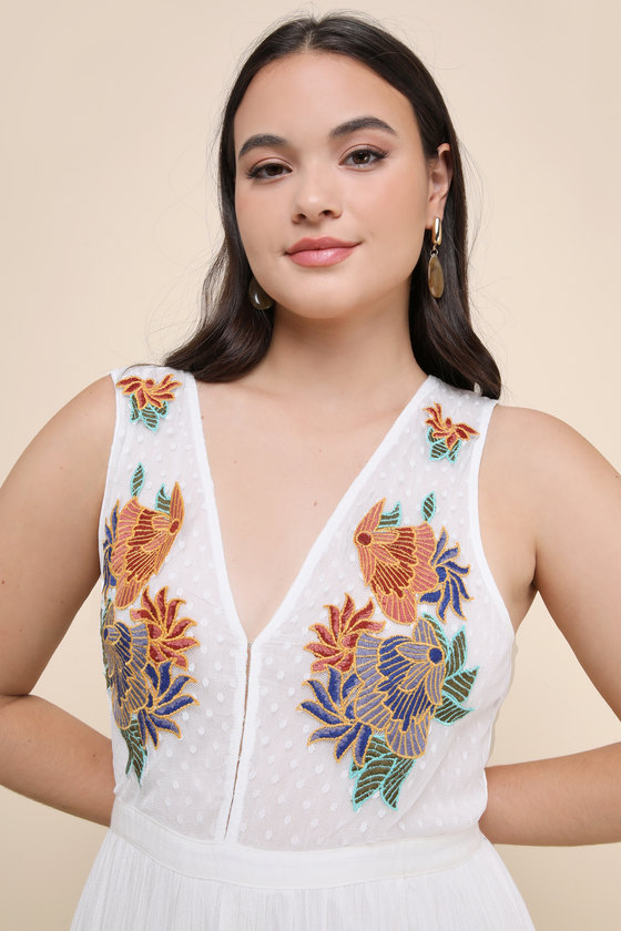 Tickets To Paradise White Embroidered Maxi Dress