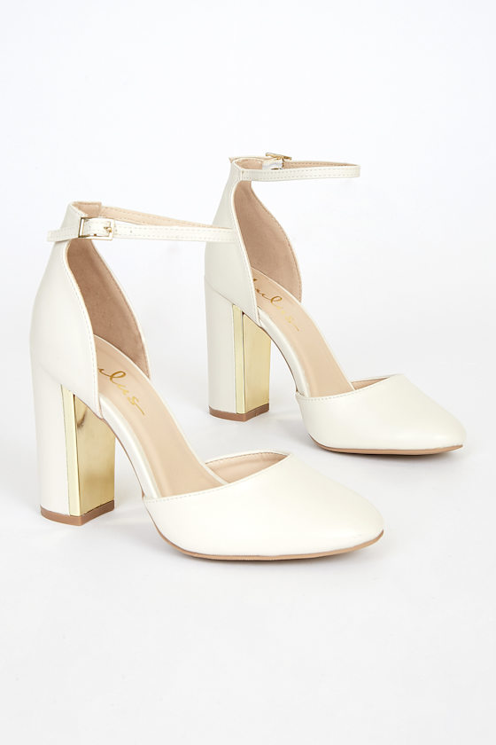 Laura Off White Ankle Strap Heels
