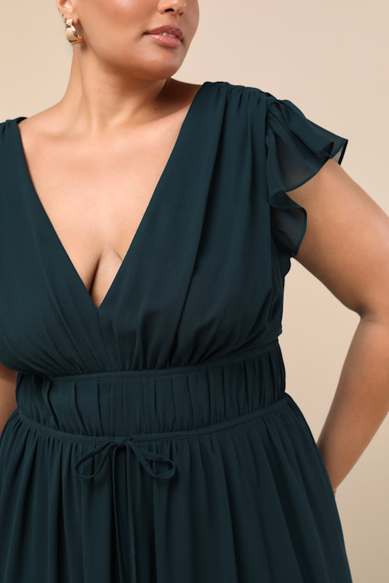 I'm All Yours Emerald Green Ruffled Maxi Dress