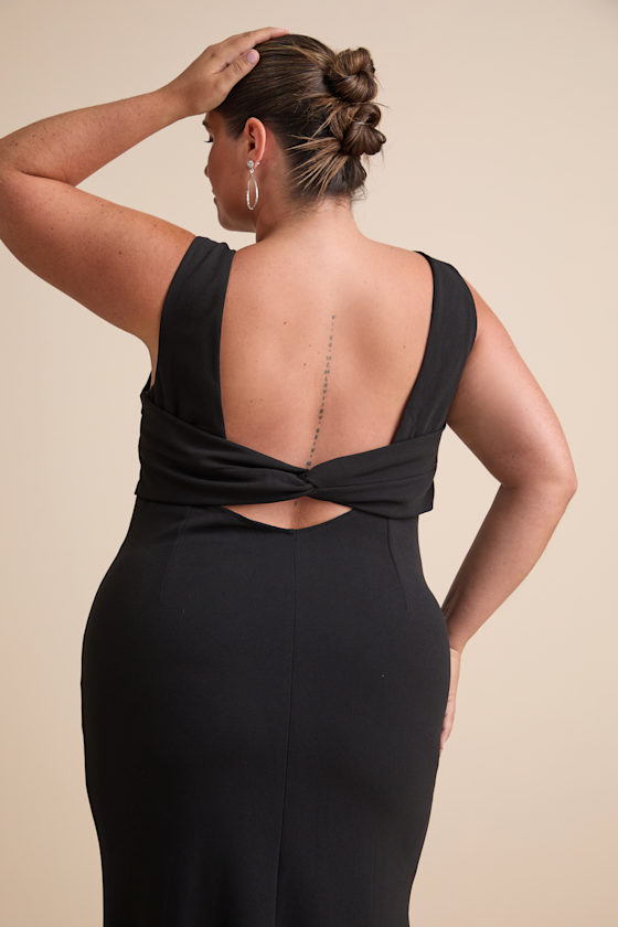 Love In Your Eyes Black Knotted Mermaid Maxi Dress