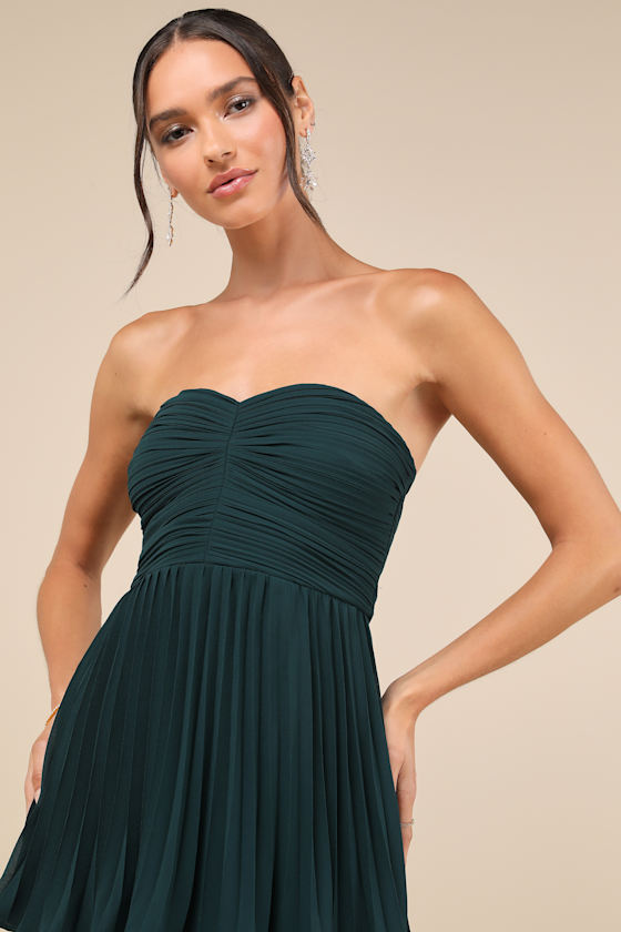 Seriously Sensational Emerald Strapless Tiered Maxi Dress
