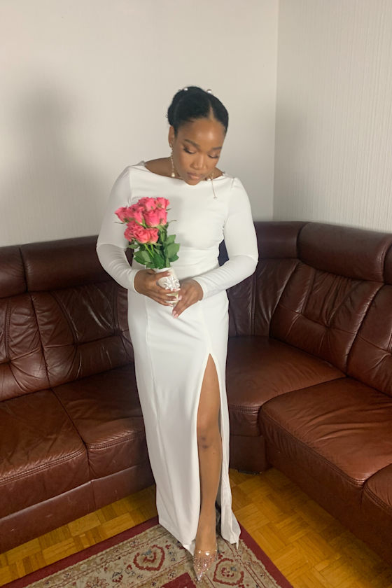 Romantic Moments White Lace Long Sleeve Maxi Dress