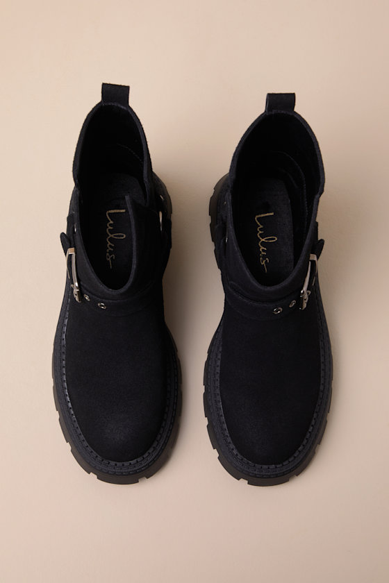 Rylander Black Suede Moto Ankle Boots