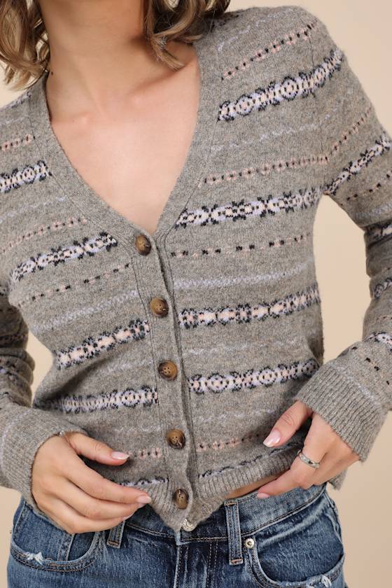 Toasty Instinct Grey Fair Isle Cardigan