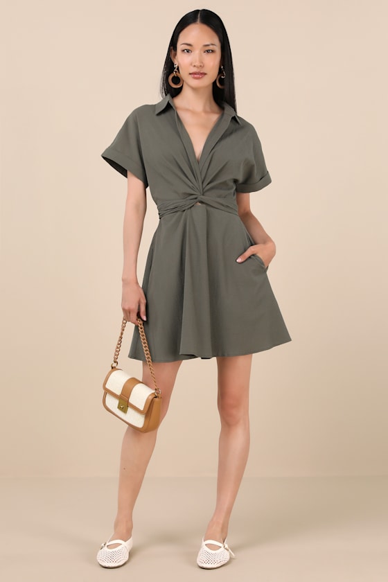 Breeze By Olive Tie-Back Mini Dress With Pockets