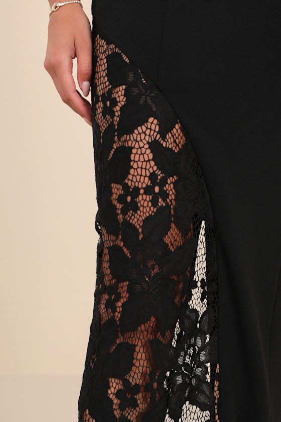 Irresistible Attitude Black Strapless Lace Column Maxi Dress