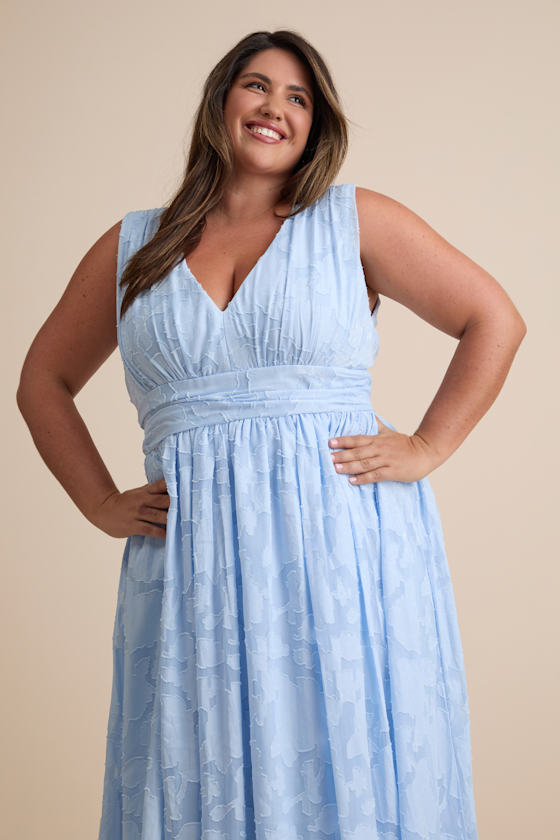 Sweet Sophistication Light Blue Burnout Floral Maxi Dress