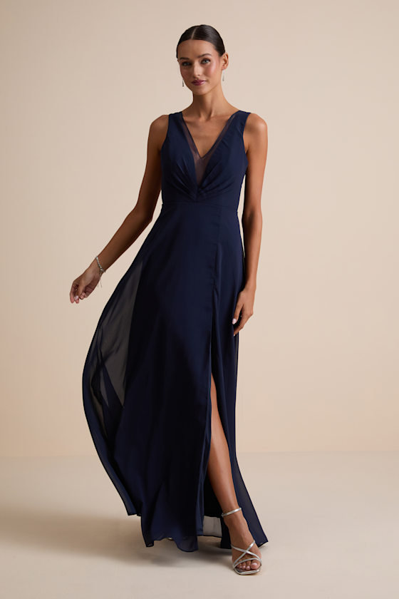 Simply Immaculate Navy Blue Backless Maxi Dress