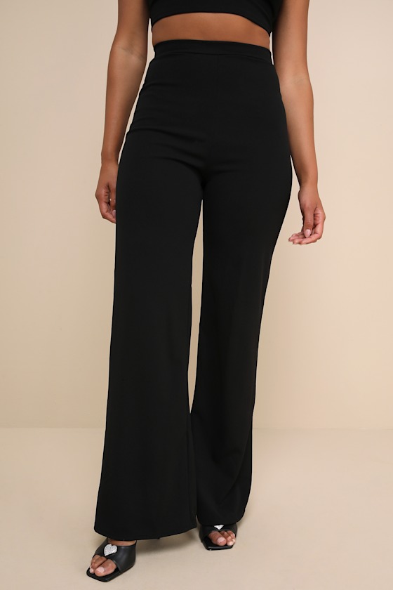 Only Tonight Black Two-Piece Wide-Leg Jumpsuit