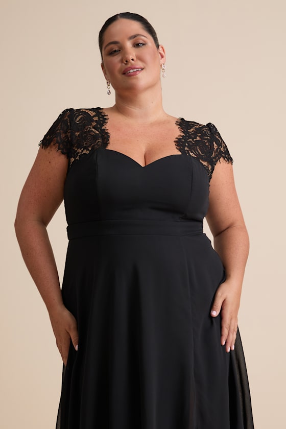 Momentous Moments Black Lace Backless Maxi Dress