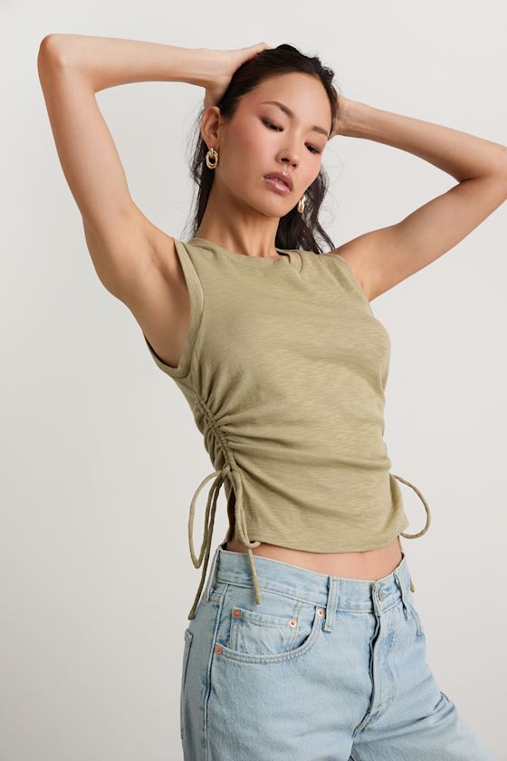 Anika Sage Burnout Ruched Tank Top