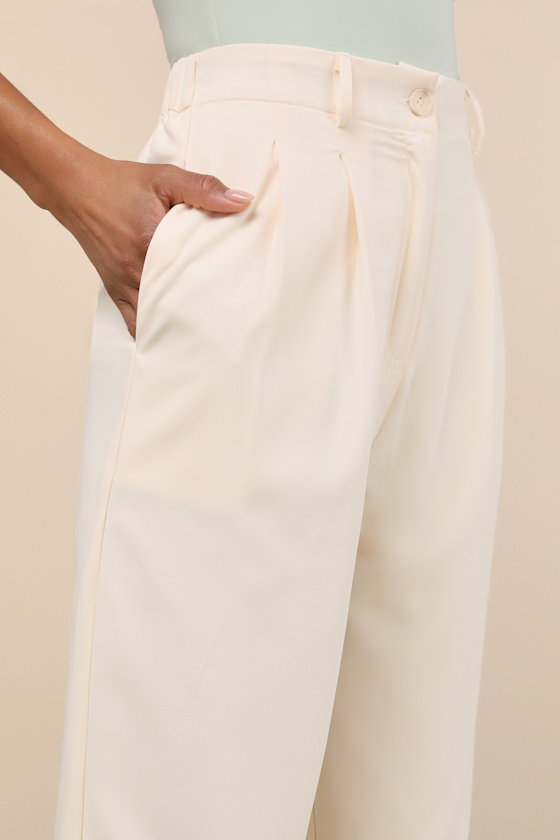 Sophisticated Company Ivory Straight Leg Trouser Pants