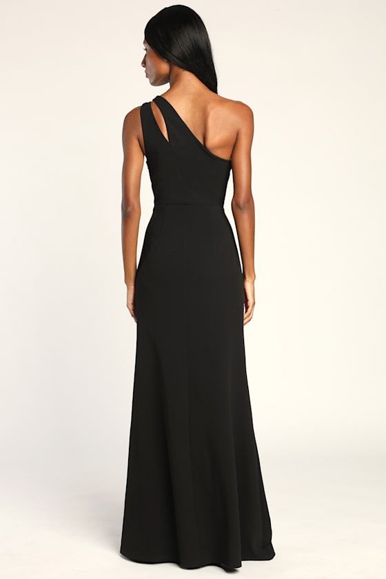 Enchanted Energy Black One-Shoulder Maxi Dress