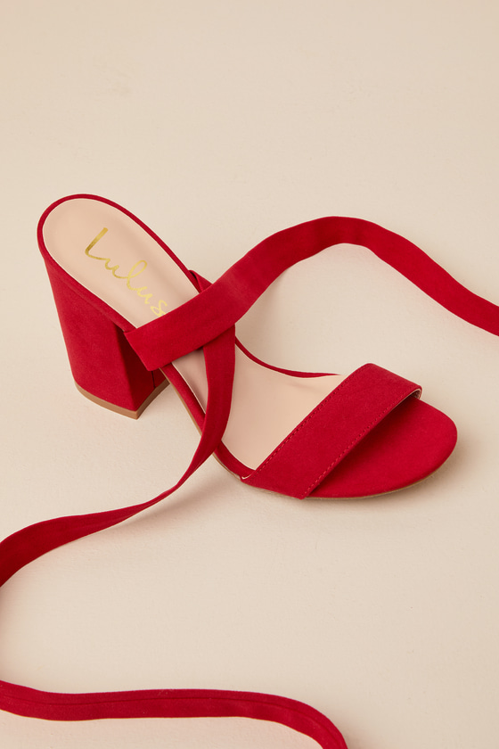 Alta Dark Red Suede Lace-Up Heels