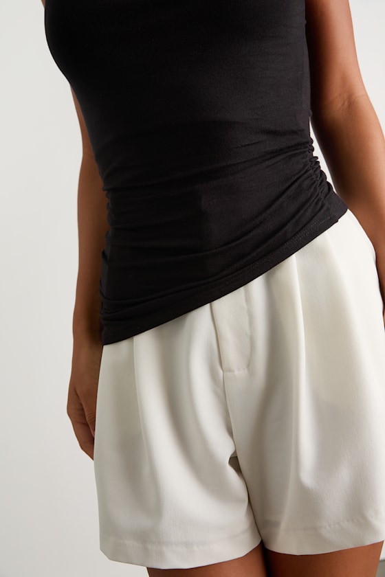 Linzia Black Jersey Knit Asymmetrical Top