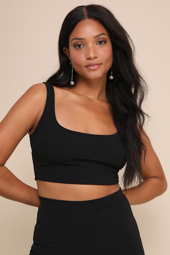 Only Tonight Black Two-Piece Wide-Leg Jumpsuit