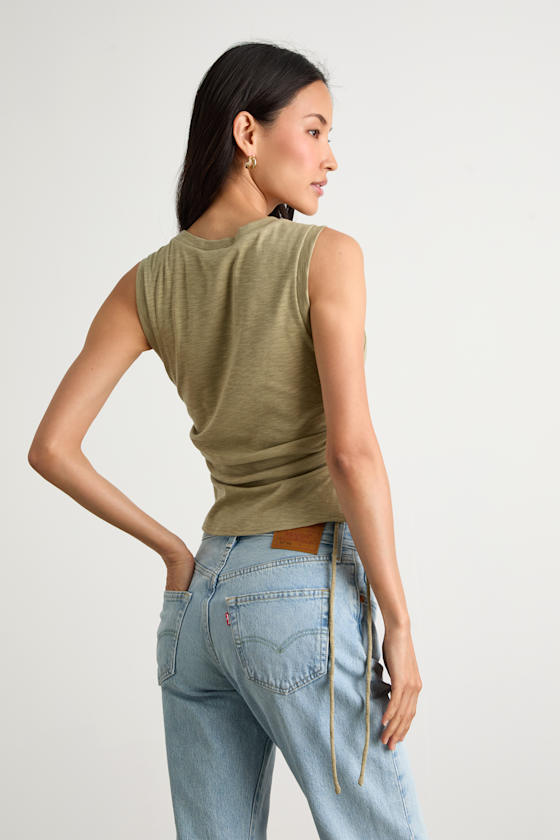 Anika Sage Burnout Ruched Tank Top
