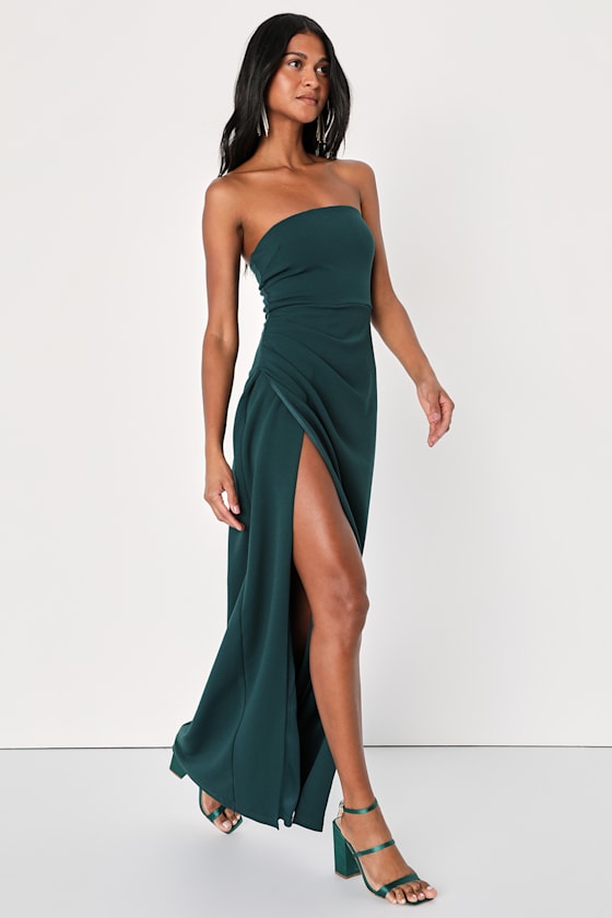 Foxy Emerald Green Strapless Maxi Dress